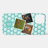 Blauwgroen monogram Pet-fotobewerking tekenen Case-Mate iPhone Case (Achterkant (horizontaal))