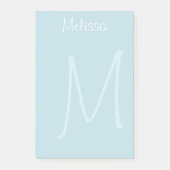 Blauwgroen monogram watermerk post-it® notes (Voorkant)