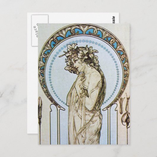 Blauwgroen Moon Goddess Briefkaart (Voorkant / Achterkant)