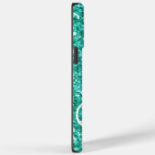 Blauwgroen mousserende glitter, monogrammen Case-Mate iPhone case (Achterkant / Rechts)