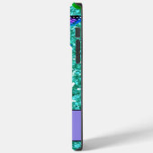 Blauwgroen mousserende glitter, paarse vlinders Case-Mate iPhone case (Achterkant / Links)