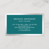 Blauwgroen muziekleraar Silver Foil Drum Kit Drumm Visitekaartje (Achterkant)