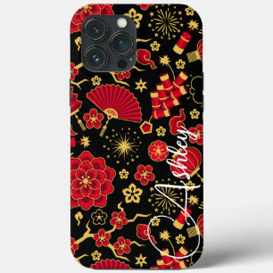 Blauwgroen naam Modern Floral Shadow iPhone 13 Pro Max Hoesje