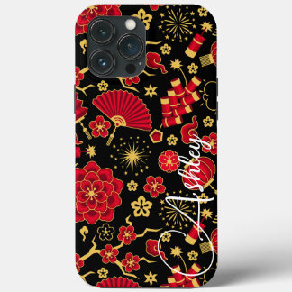 Blauwgroen naam Modern Floral Shadow iPhone 13 Pro Max Hoesje