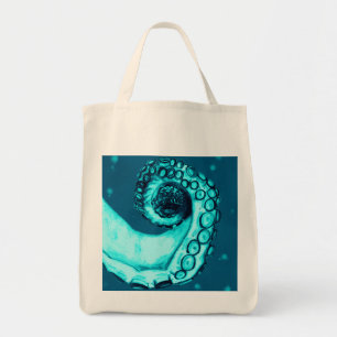 Blauwgroen Nautical Tattoo Style Octopus Tentacle Tote Bag