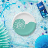 Blauwgroen Nautilus Zee Shell Papieren Bordje (Feest)