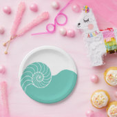 Blauwgroen Nautilus Zee Shell Papieren Bordje (Feest)