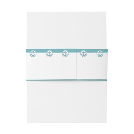 Blauwgroen Nautisch anker Uitnodigingen Wikkel (Achterkant Voorbeeld)