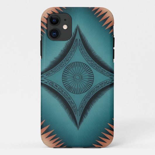 Blauwgroen Navajo Peach Sunburst Case-Mate iPhone Case (Achterkant)