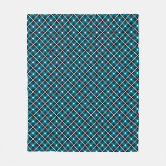 Blauwgroen & Navy geometrisch rasterpatroon Fleece Deken