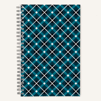 Blauwgroen & Navy geometrisch rasterpatroon Notitieboek