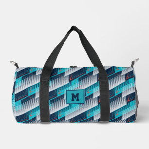 Blauwgroen Navy Grey Abstract Geometric Stripes Sp Plunjezak