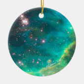 Blauwgroen Nebula Round Ornament #4 (Voorkant)