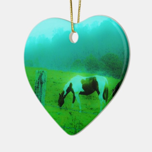 Blauwgroen nevel Reto gekleurde verf pony Paard Keramisch Ornament (Links)