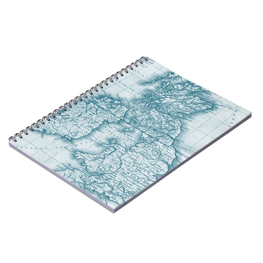Blauwgroen Notitieboek van de Antiek kaart van de (Linkerzijde)