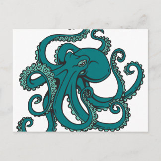Blauwgroen octopus briefkaart