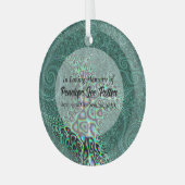 Blauwgroen Octopus Fractal Memorial Keepomwille Su Glas Ornament (Voorkant links)