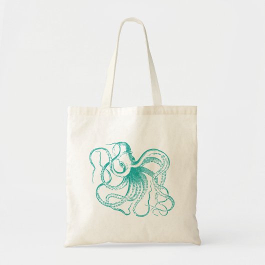 Blauwgroen octopus illustratie tote bag (Voorkant)