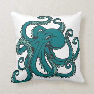 Blauwgroen octopus kussen