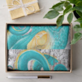 Blauwgroen Octopus Nautical Map Waterverf Tissuepapier (Geschenk)