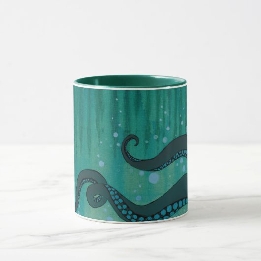Blauwgroen Octopus Tentacles Mok (Midden)