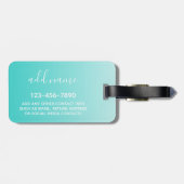 Blauwgroen Ombre aangepaste handgeschreven naam KA Bagagelabel (Achterkant horizontaal)