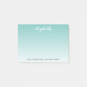 Blauwgroen Ombre aangepaste handgeschreven naam KA Post-it® Notes (Voorkant)