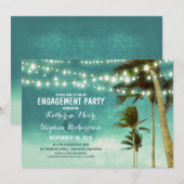 blauwgroen Ombre Beach Engagement Party String Lig Kaart (Voorkant / Achterkant)