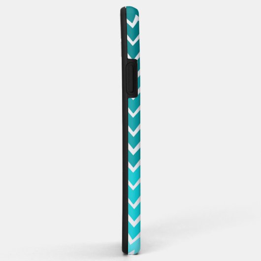 Blauwgroen Ombre Chevron Persoonlijke iPhone Case (Achterkant/rechts)