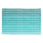 Blauwgroen Ombre Chevron Persoonlijke Kussensloop (Achterkant)