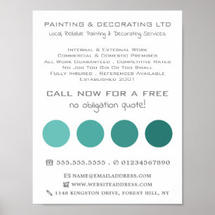 Blauwgroen ombre-cirkels, schilder en decorator poster