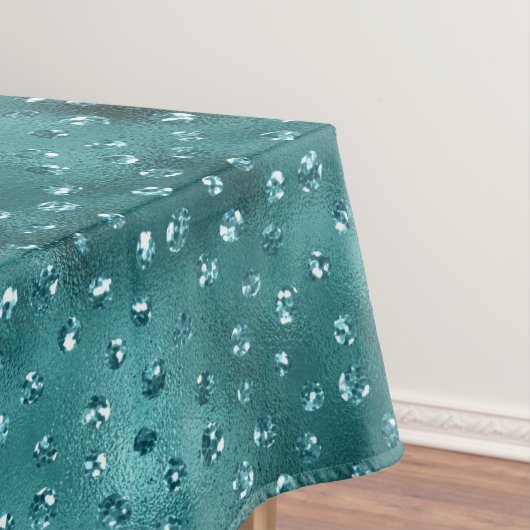 Blauwgroen Ombre Glam Glitter Polka Dots Pattern Tafelkleed (Voorbeeld)
