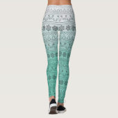 Blauwgroen Ombre Kersttrui Patroon Leggings (Achterkant)