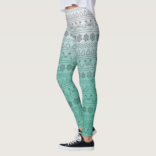 Blauwgroen Ombre Kersttrui Patroon Leggings (Links)
