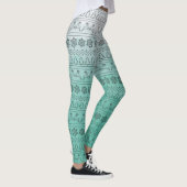 Blauwgroen Ombre Kersttrui Patroon Leggings (Rechts)