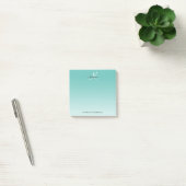 Blauwgroen Ombre Monogram Elegant Girly Script Kan Post-it® Notes (Kantoor)