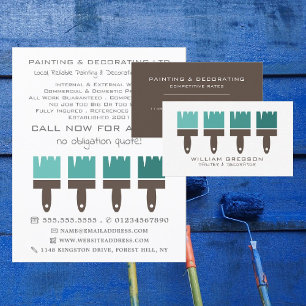 Blauwgroen Ombre-penselen, schilder en decorator Visitekaartje