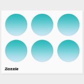 Blauwgroen Ombre Ronde Sticker (Vel)