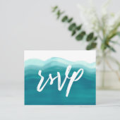 Blauwgroen Ombre Waterverf Wave | Maaltijdkeuze RS Uitnodiging Briefkaart (Staand voorkant)