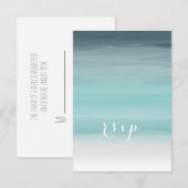 Blauwgroen ombré Wedding RSVP (Voorkant / Achterkant)