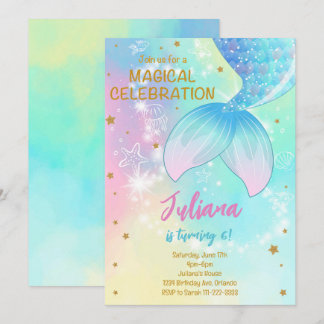 Blauwgroen Onder het Zee Mermaid Tail Birthday Inv Kaart