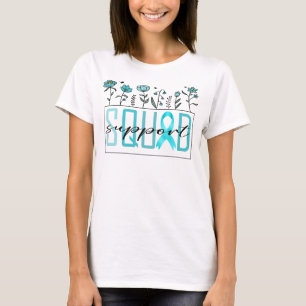 blauwgroen ondersteuning squad baarmoederhalskanke t-shirt