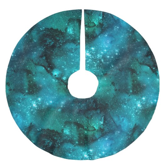Blauwgroen ontwerp uit de galaxreeks 6 kerstboom rok (Voorkant)