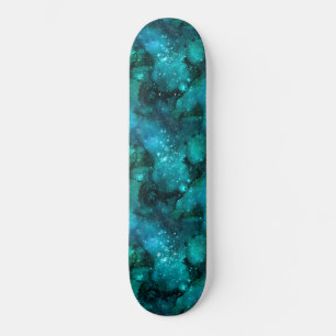 Blauwgroen ontwerp uit de galaxreeks 6 skateboard