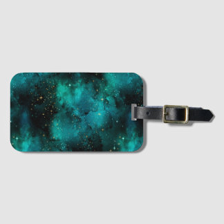 Blauwgroen ontwerp van de galaxreeks 1 bagagelabel