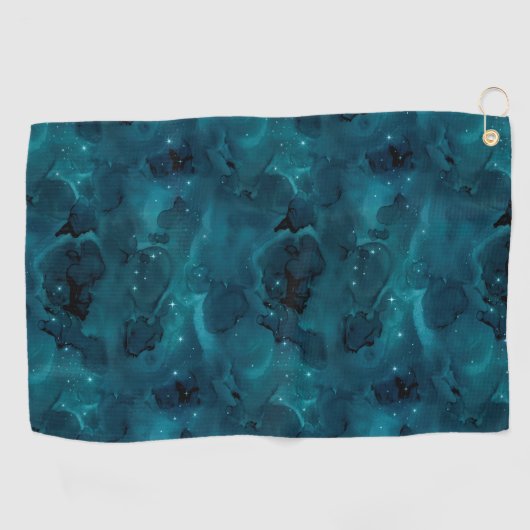 Blauwgroen ontwerp van de sterrenreeks 5 golfhanddoek (Horizontaal)