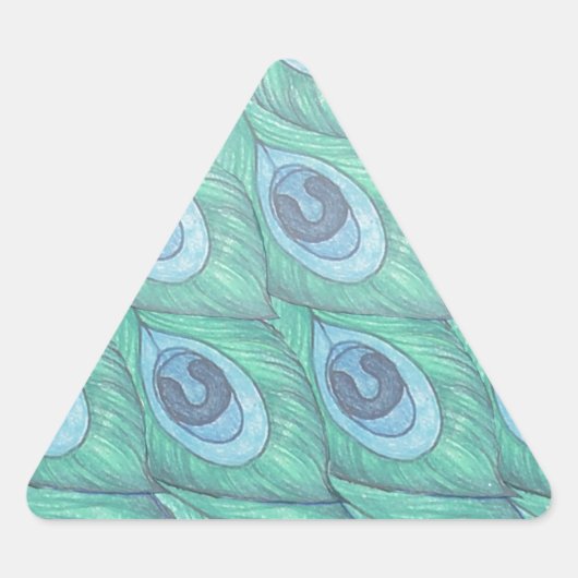 Blauwgroen ontwerp van het Peacock-ventilatorpatro Driehoek Sticker (Voorkant)