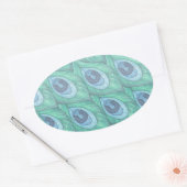 Blauwgroen ontwerp van het Peacock-ventilatorpatro Ovale Sticker (Envelop)