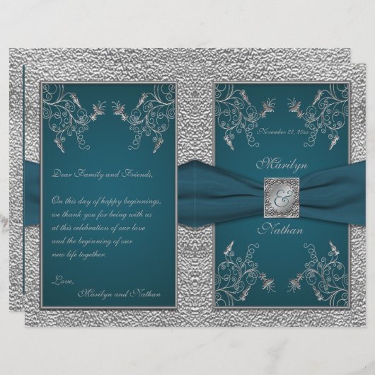 Blauwgroen op het programma Pewter Wedding (Voorkant / Achterkant)