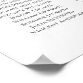 Blauwgroen op White 10 Table Wedding Seating Chart Poster (Hoek)